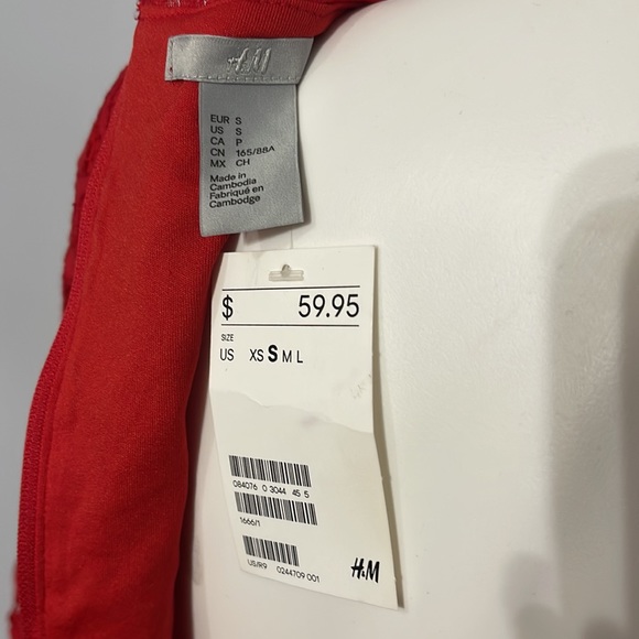 H&M Red Lace 3/4 Sleeve Dress, Size Small - Picture 7 of 8